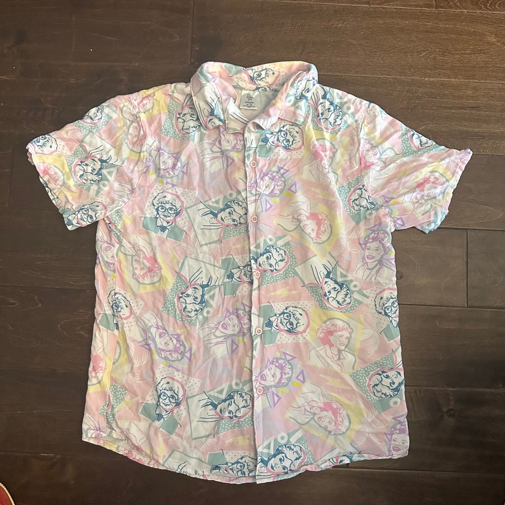 The Golden Girls Cakeworthy Pastel Retro All Over Print Button Down Shirt Medium
